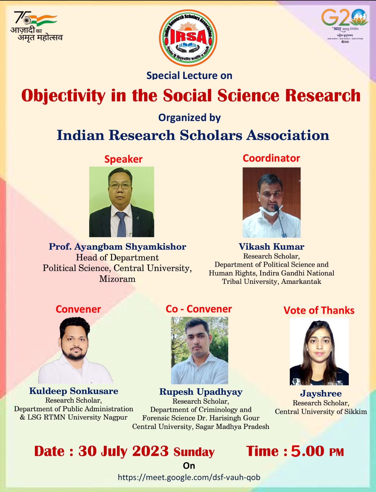 Objectivity in the Social Science Research, Chief Speaker; Prof. Ayangbam Shyamkishor ( Head of the Department of Political Science, Central University, Mizoram)