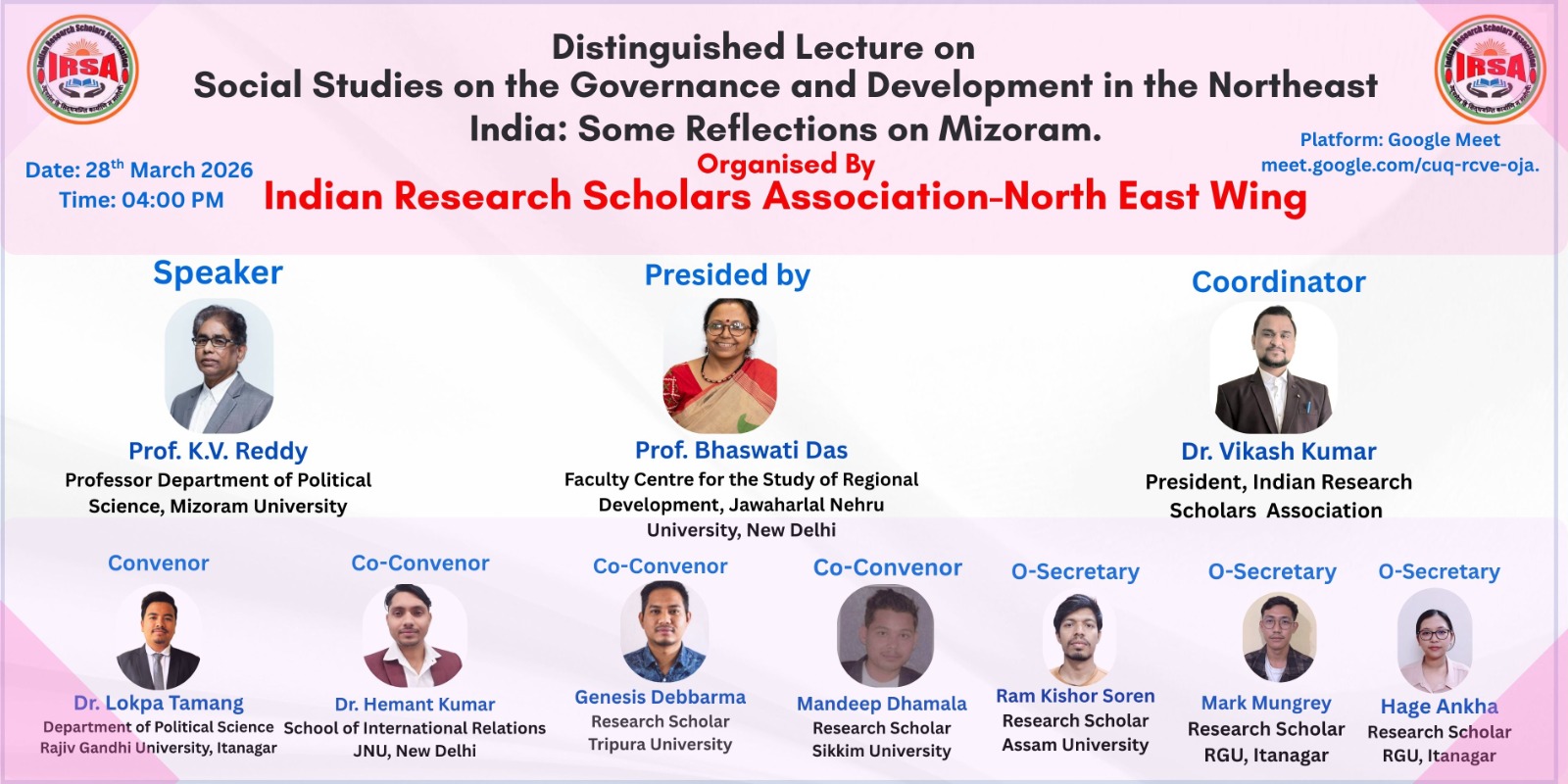 Social Studies on the Governance and Development in the Northeast India: Some Reflections on Mizoram.