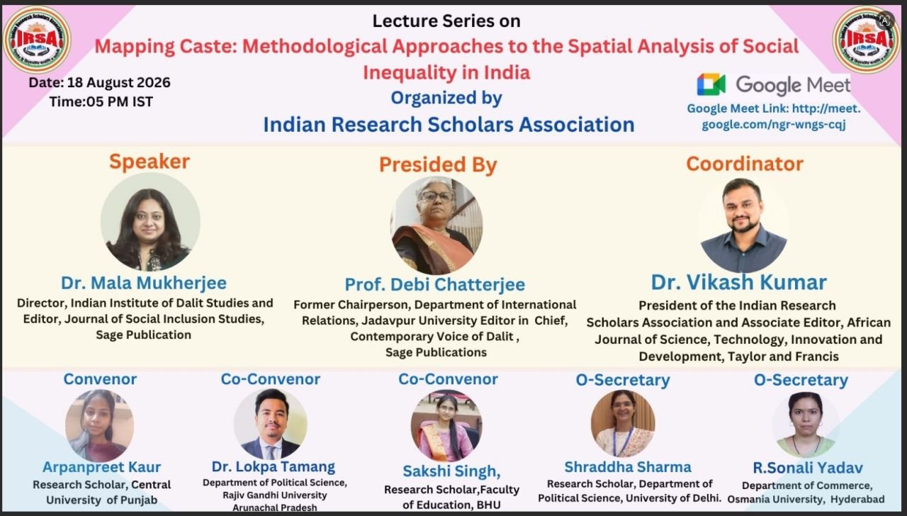 Lecture Series on Mapping Caste: Methodological Approaches to the Spatial Analysis of Social Inequality in India